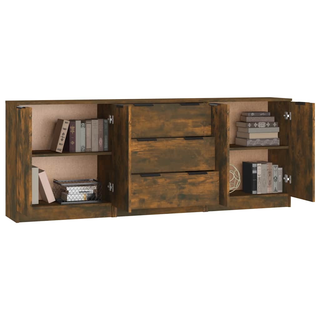 Buffets 3 pcs Chêne fumé Bois d'ingénierie - XIOS