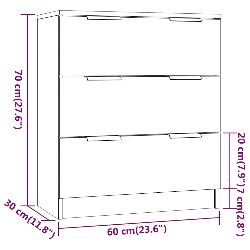 Buffets 3 pcs Chêne fumé Bois d'ingénierie - XIOS