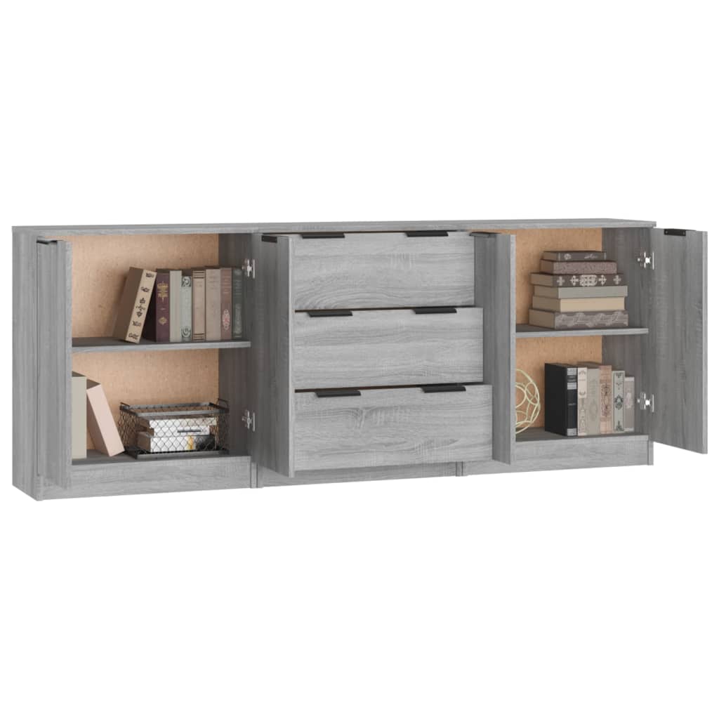 Buffets 3 pcs Sonoma gris Bois d'ingénierie - XIOS