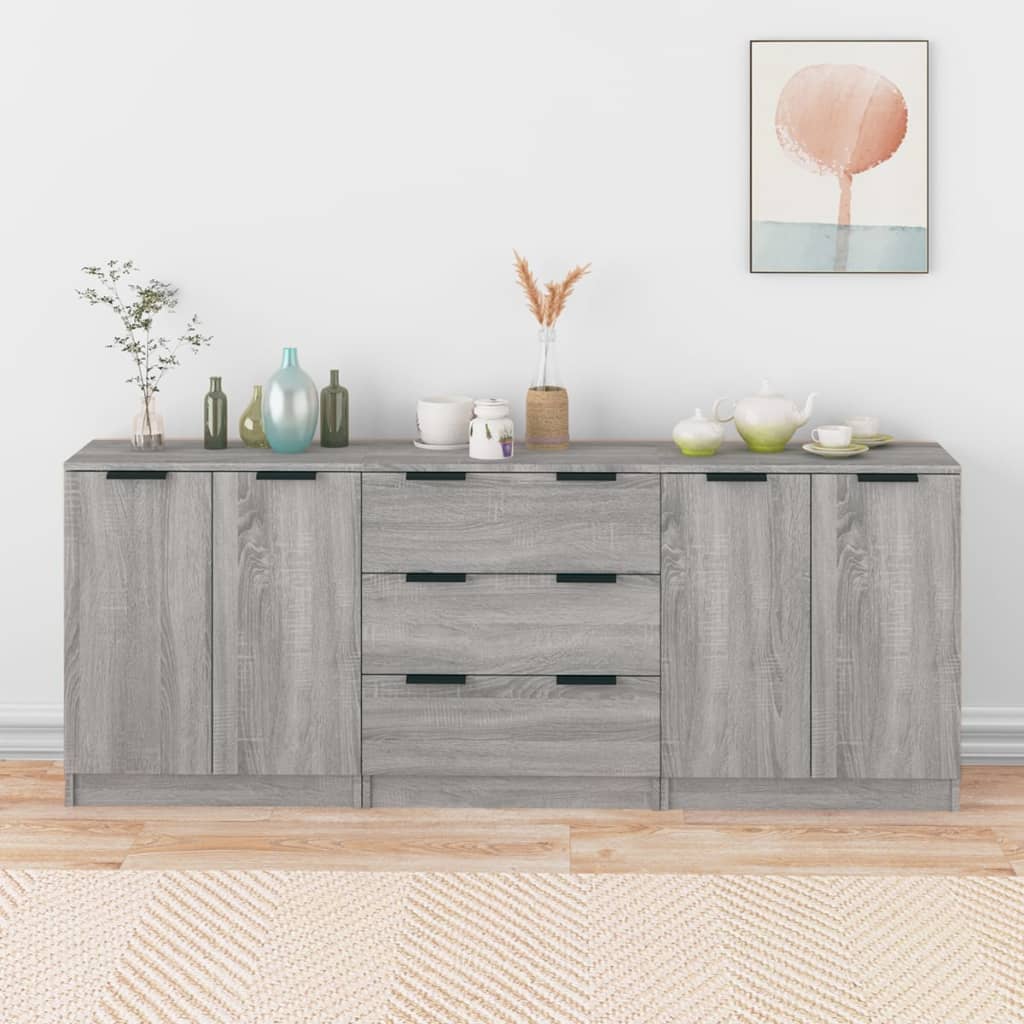 Buffets 3 pcs Sonoma gris Bois d'ingénierie - XIOS