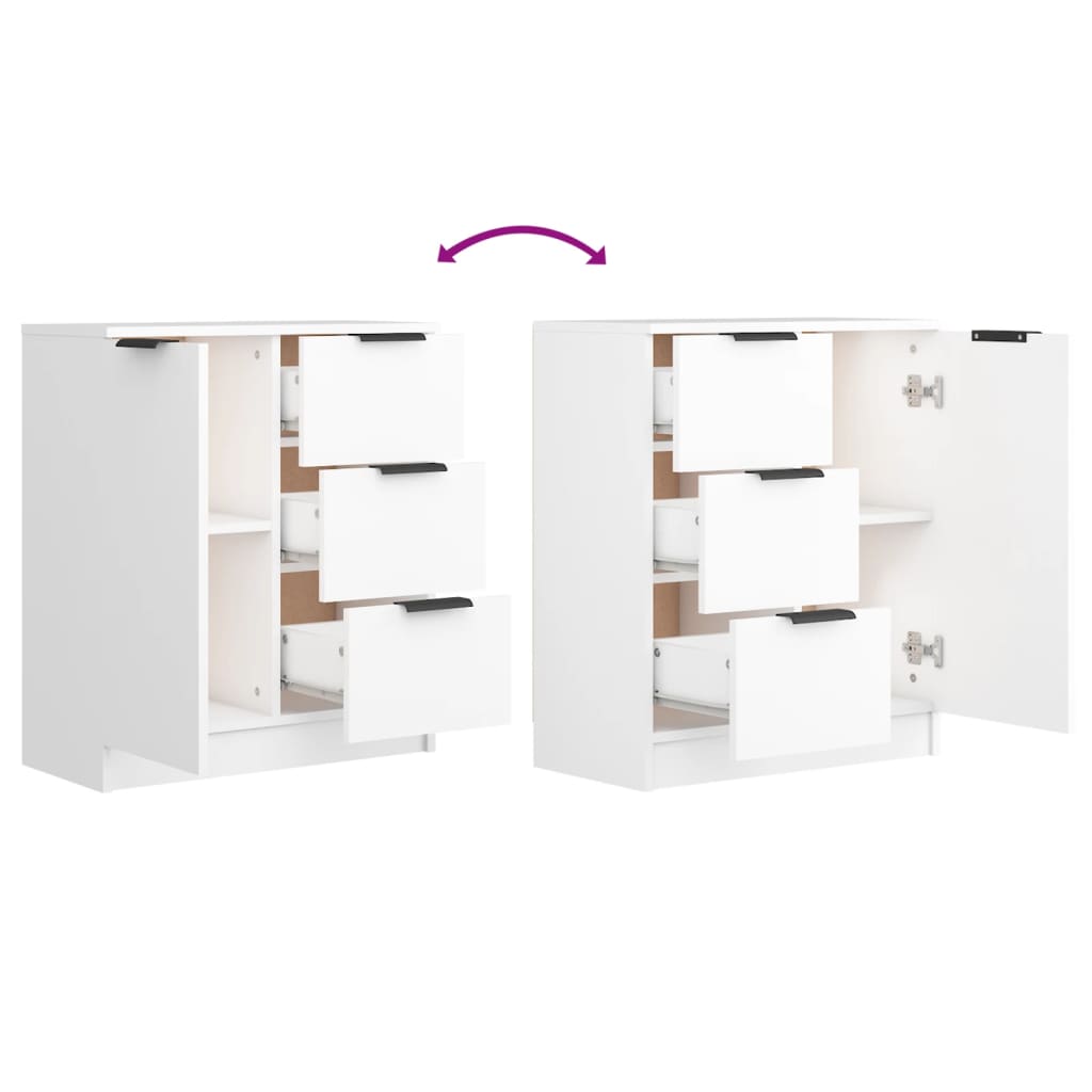 Buffets 2 pcs blanc 60x30x70 cm Bois d'ingénierie - XIOS