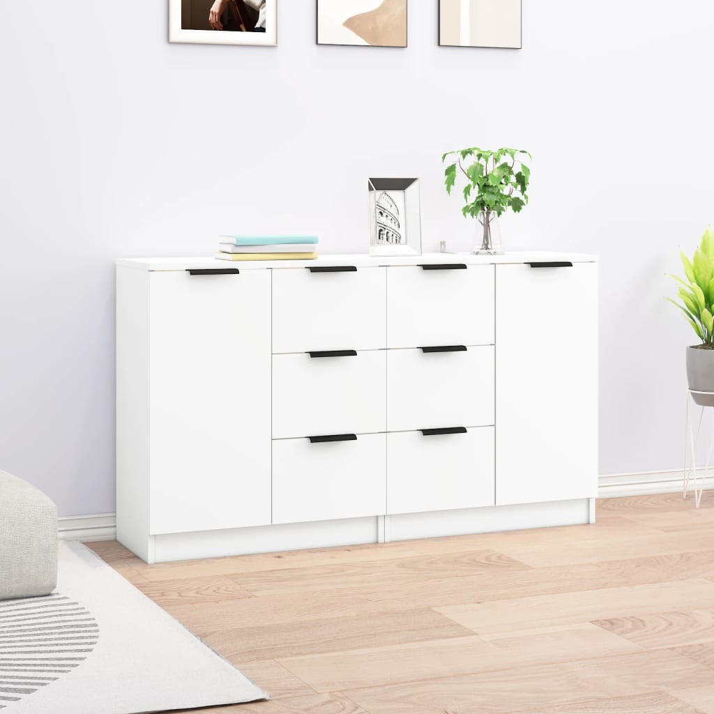 Buffets 2 pcs blanc 60x30x70 cm Bois d'ingénierie - XIOS