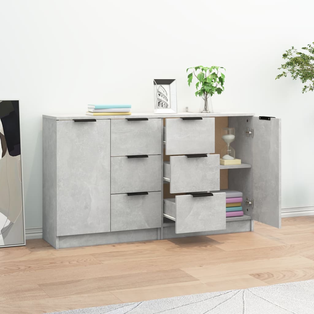 Buffets 2 pcs Gris béton 60x30x70 cm Bois d'ingénierie - XIOS
