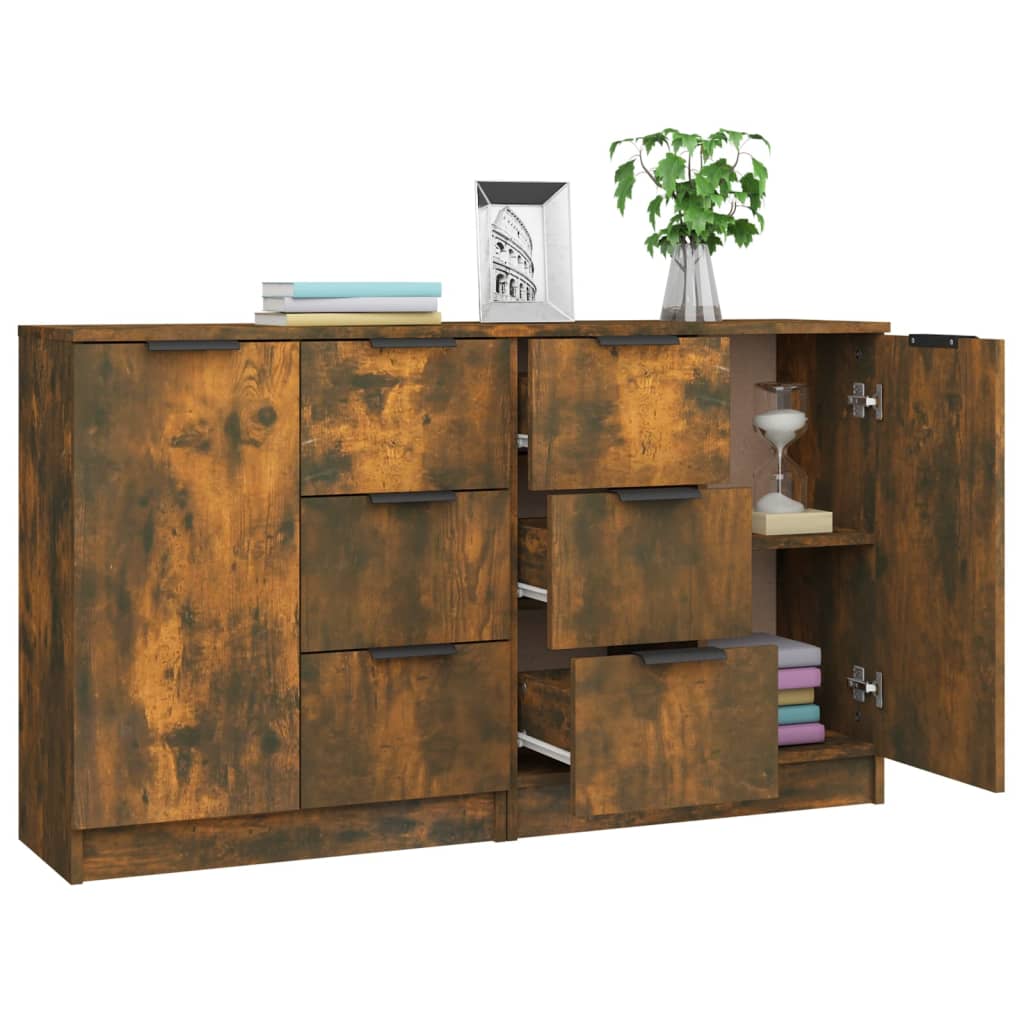 Buffets 2 pcs Chêne fumé 60x30x70 cm Bois d'ingénierie - XIOS