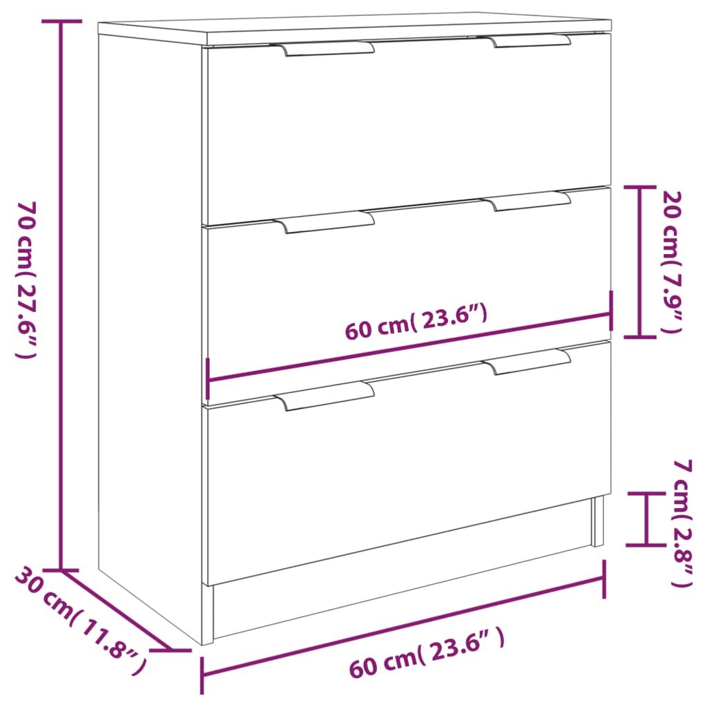 Buffets 3 pcs Blanc Bois d'ingénierie - XIOS