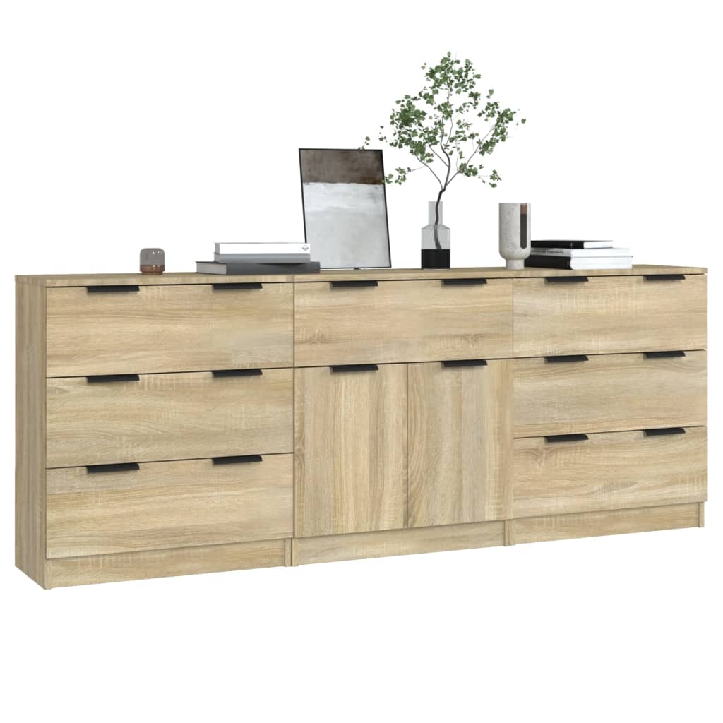 Buffets 3 pcs Chêne sonoma Bois d'ingénierie - XIOS