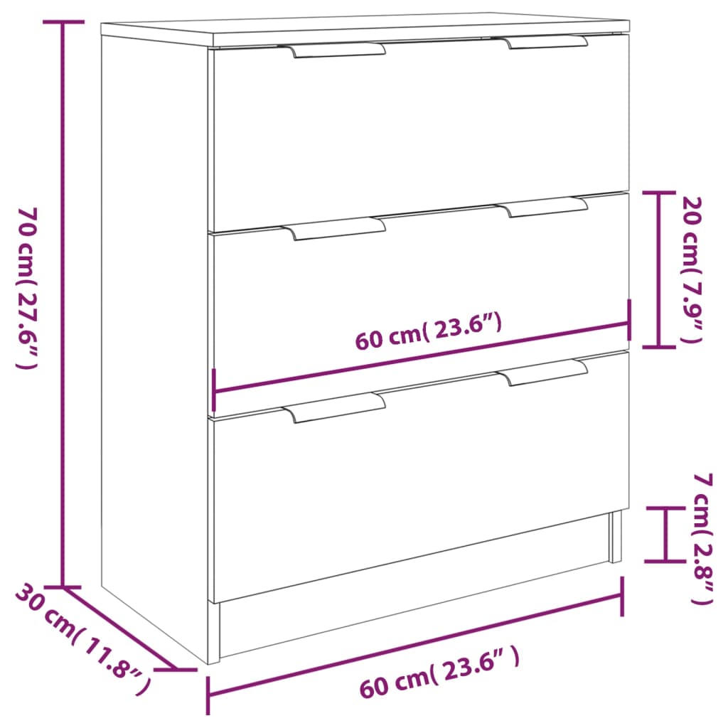 Buffets 3 pcs Chêne sonoma Bois d'ingénierie - XIOS