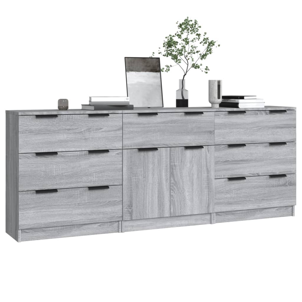Buffets 3 pcs Sonoma gris Bois d'ingénierie - XIOS
