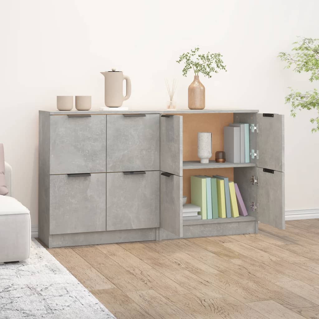 Buffets 2 pcs Gris béton 60x30x70 cm Bois d'ingénierie - XIOS