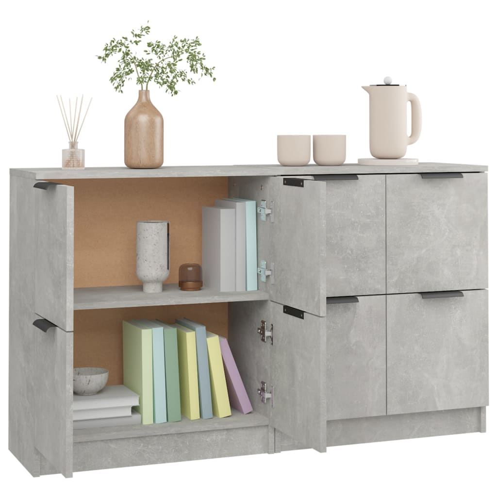 Buffets 2 pcs Gris béton 60x30x70 cm Bois d'ingénierie - XIOS