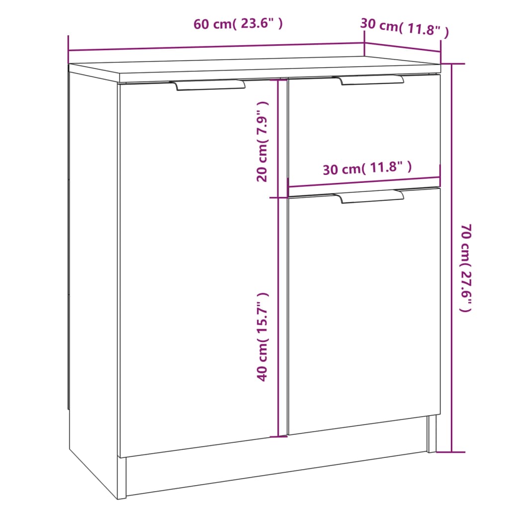 Buffets 2 pcs blanc 60x30x70 cm Bois d'ingénierie - XIOS