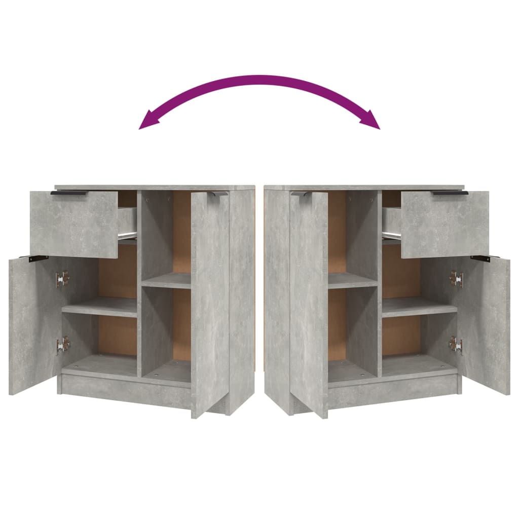 Buffets 2 pcs Gris béton 60x30x70 cm Bois d'ingénierie - XIOS