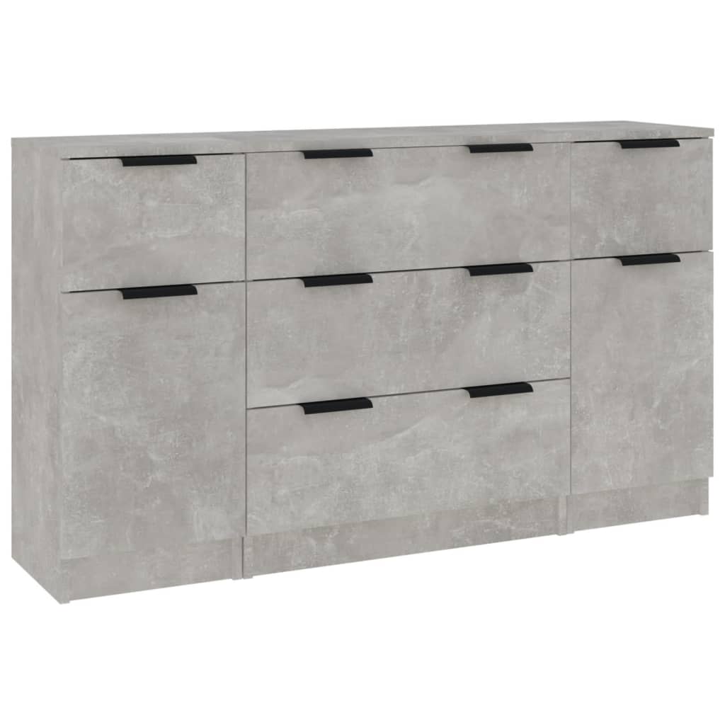 Ensemble de buffets 3 pcs Gris béton Bois d'ingénierie - XIOS