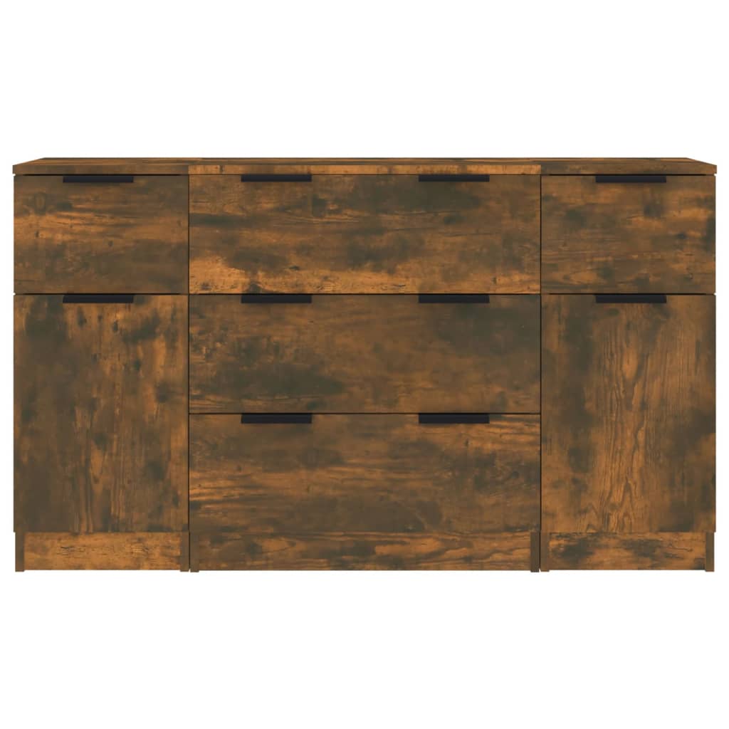 Ensemble de buffets 3 pcs chêne fumé bois d'ingénierie - XIOS