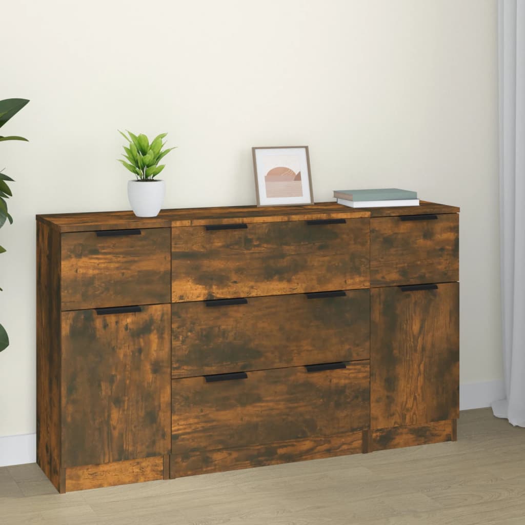 Ensemble de buffets 3 pcs chêne fumé bois d'ingénierie - XIOS