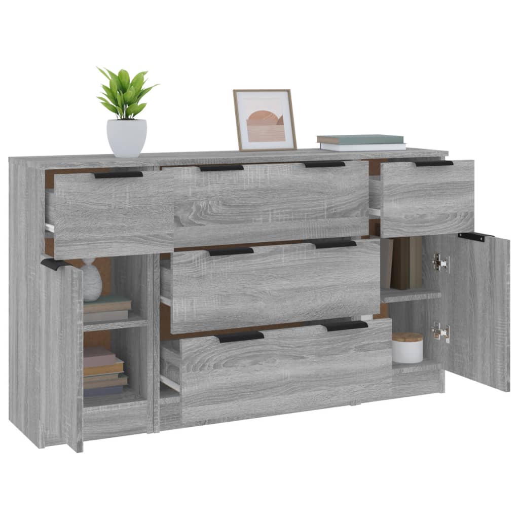 Ensemble de buffets 3 pcs Sonoma gris Bois d'ingénierie - XIOS