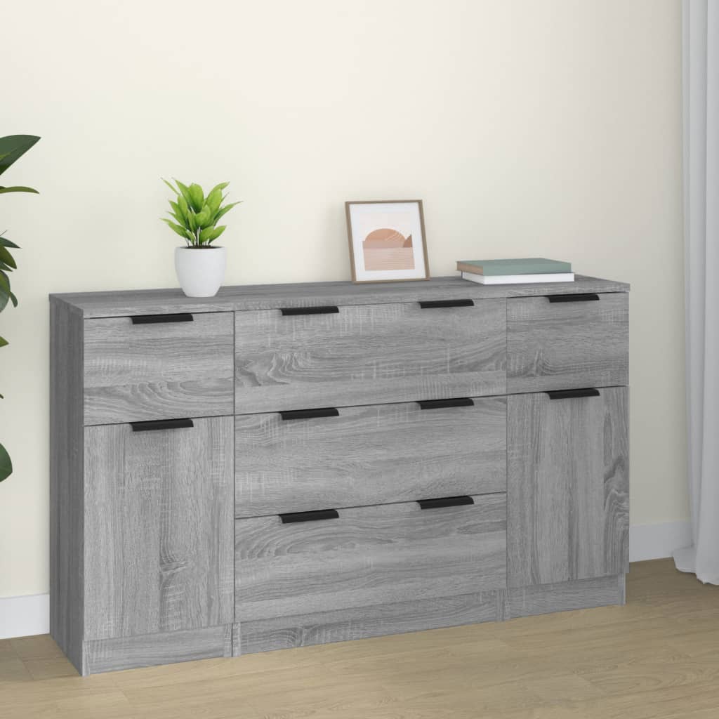 Ensemble de buffets 3 pcs Sonoma gris Bois d'ingénierie - XIOS