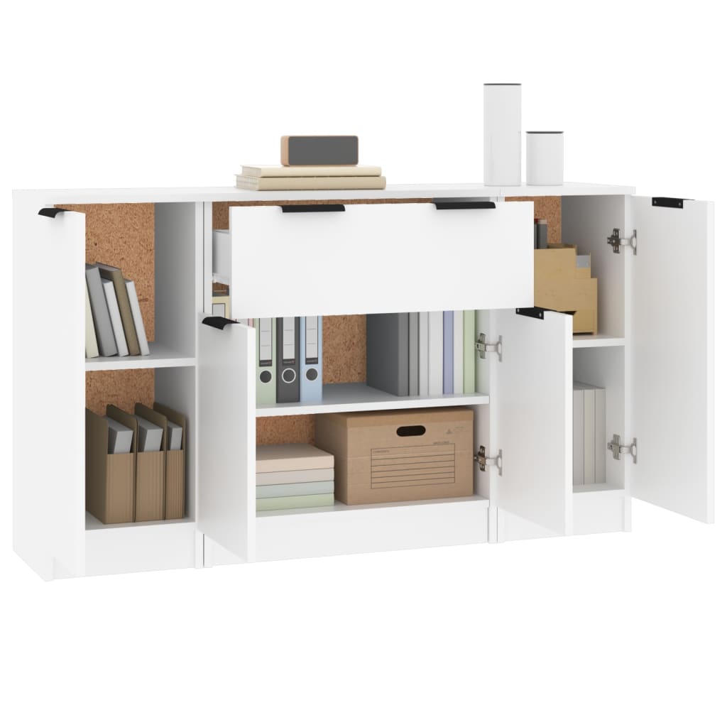 Buffets 3 pcs Blanc Bois d'ingénierie - XIOS