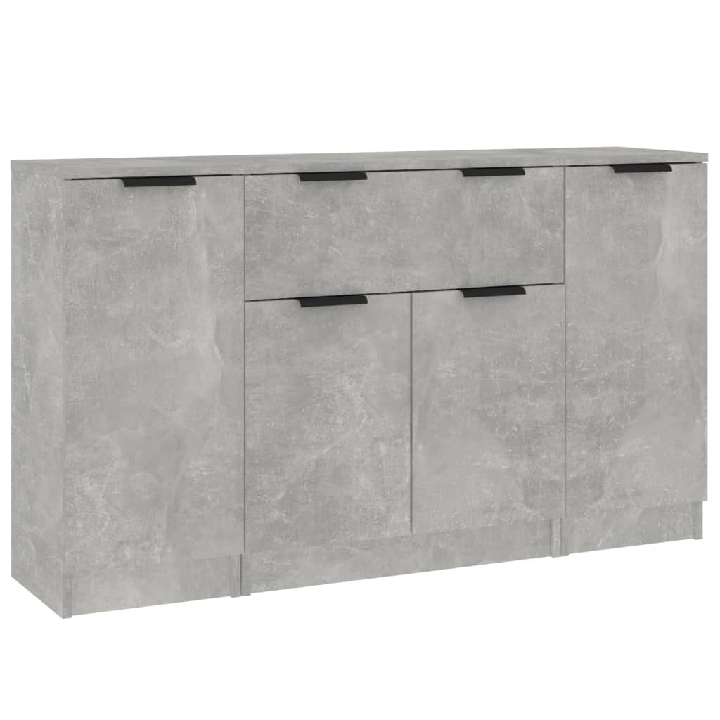 Buffets 3 pcs gris béton bois d'ingénierie - XIOS