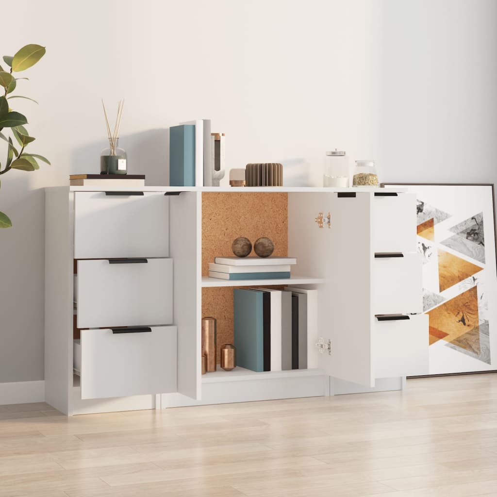 Buffets 3 pcs Blanc Bois d'ingénierie - XIOS