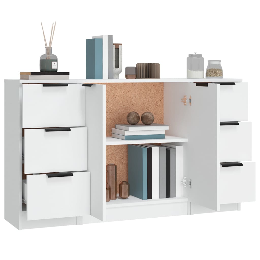 Buffets 3 pcs Blanc Bois d'ingénierie - XIOS