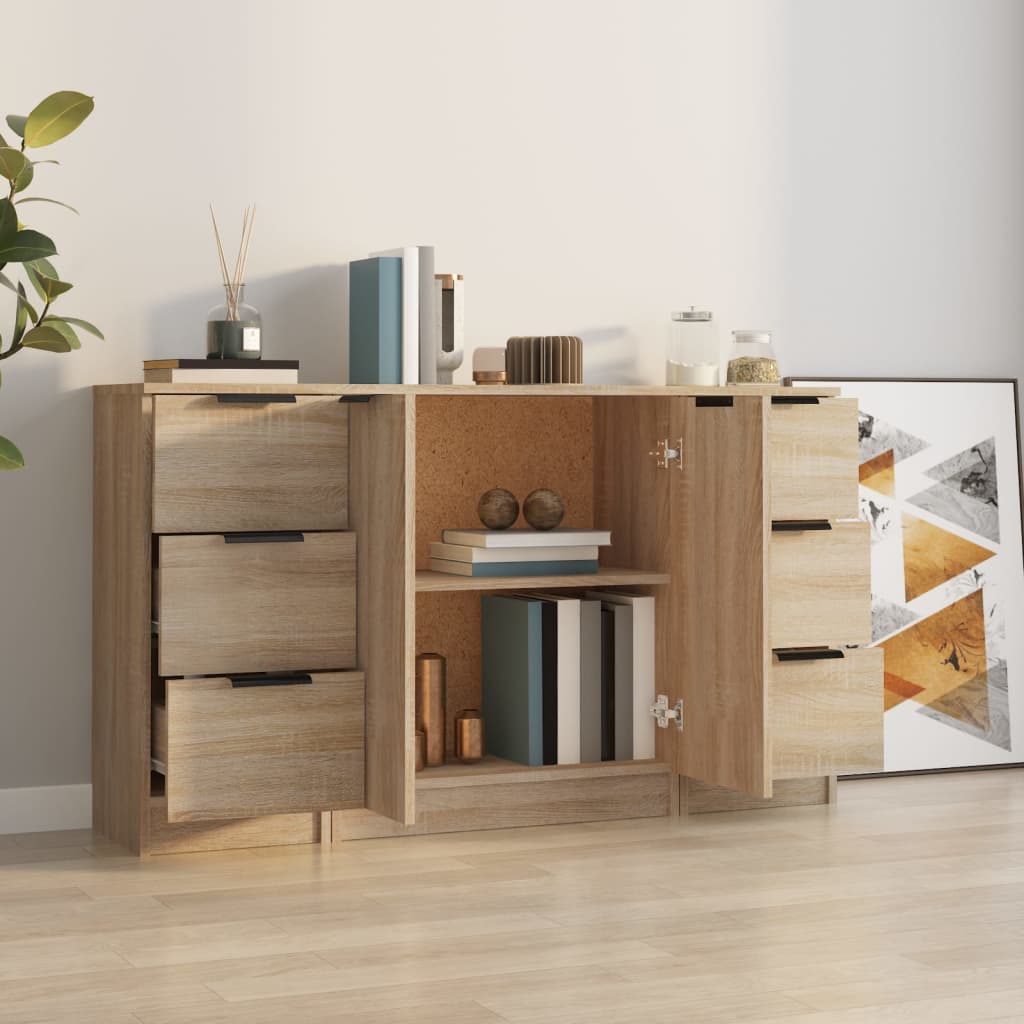 Buffets 3 pcs Chêne sonoma Bois d'ingénierie - XIOS