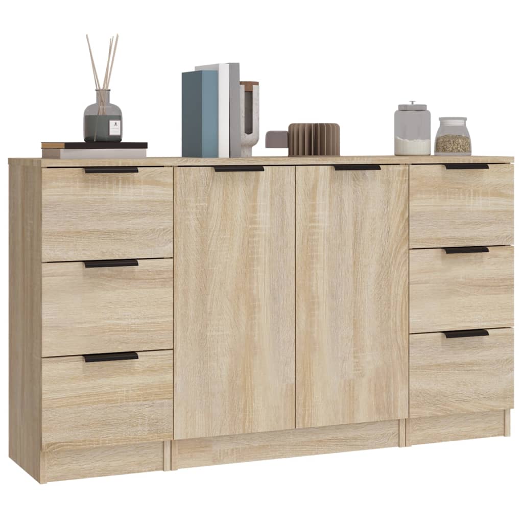 Buffets 3 pcs Chêne sonoma Bois d'ingénierie - XIOS