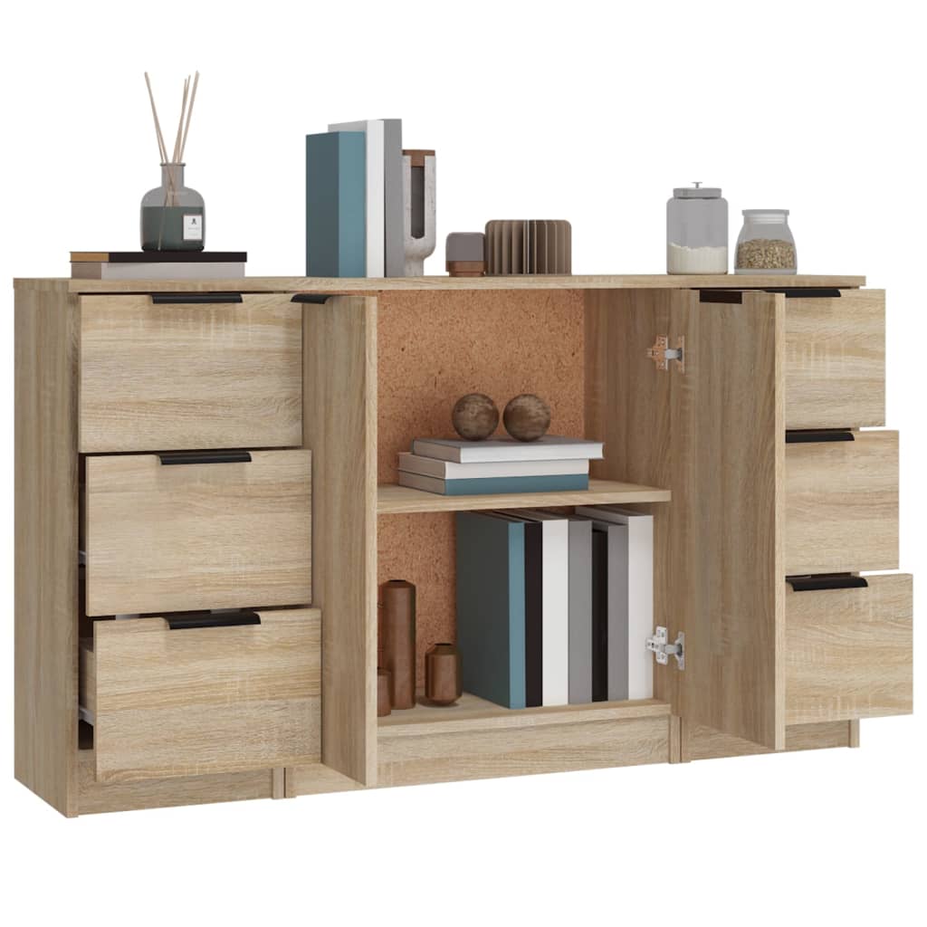 Buffets 3 pcs Chêne sonoma Bois d'ingénierie - XIOS