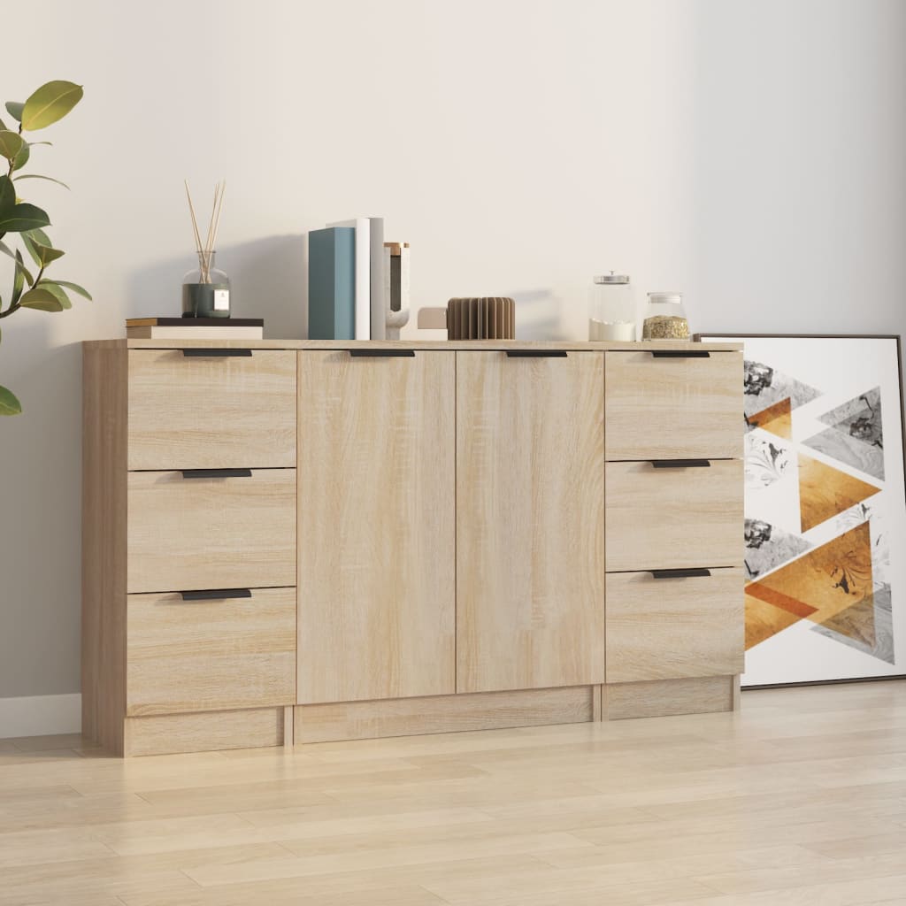 Buffets 3 pcs Chêne sonoma Bois d'ingénierie - XIOS