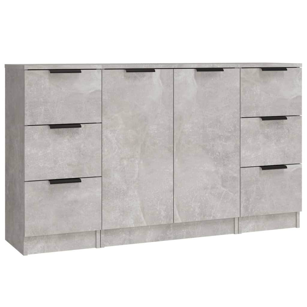 Buffets 3 pcs gris béton bois d'ingénierie - XIOS