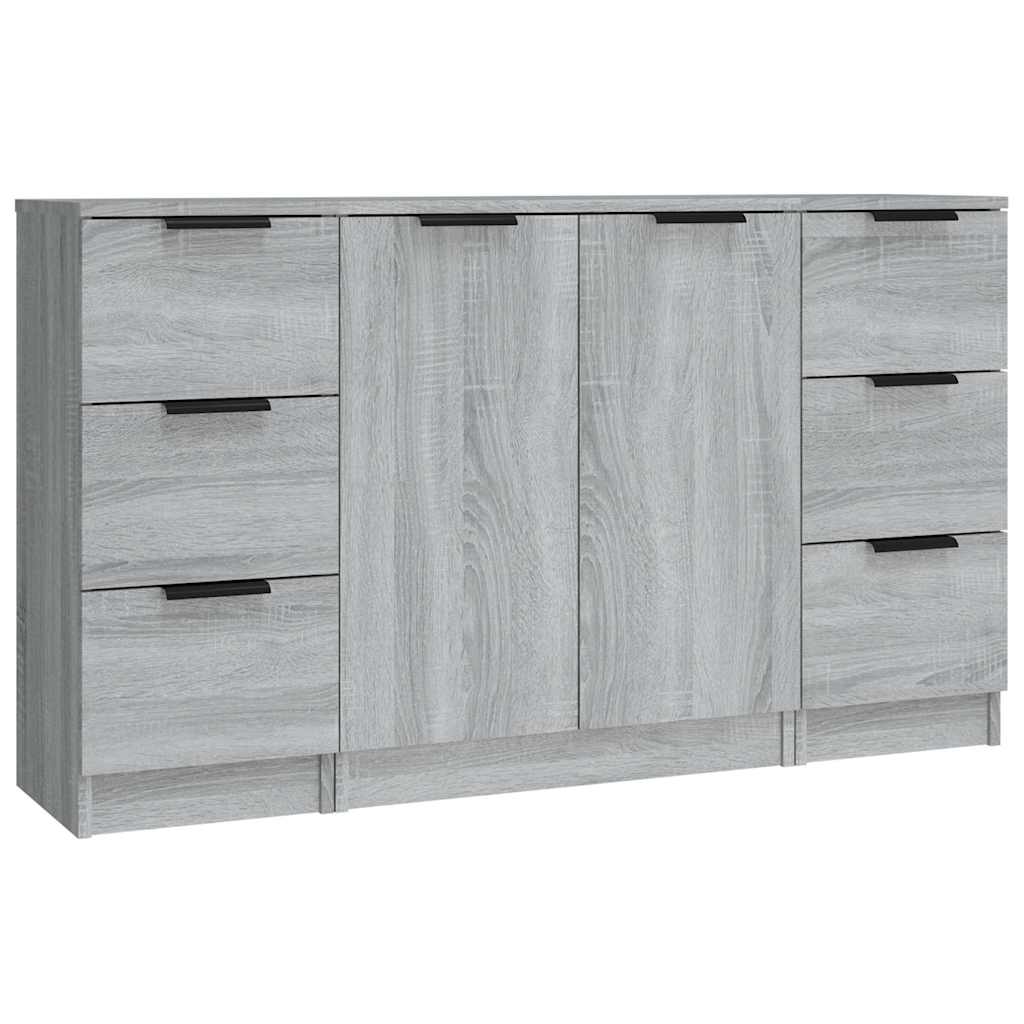 Buffets 3 pcs Sonoma gris Bois d'ingénierie