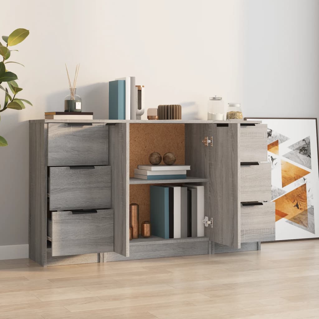 Buffets 3 pcs Sonoma gris Bois d'ingénierie - XIOS