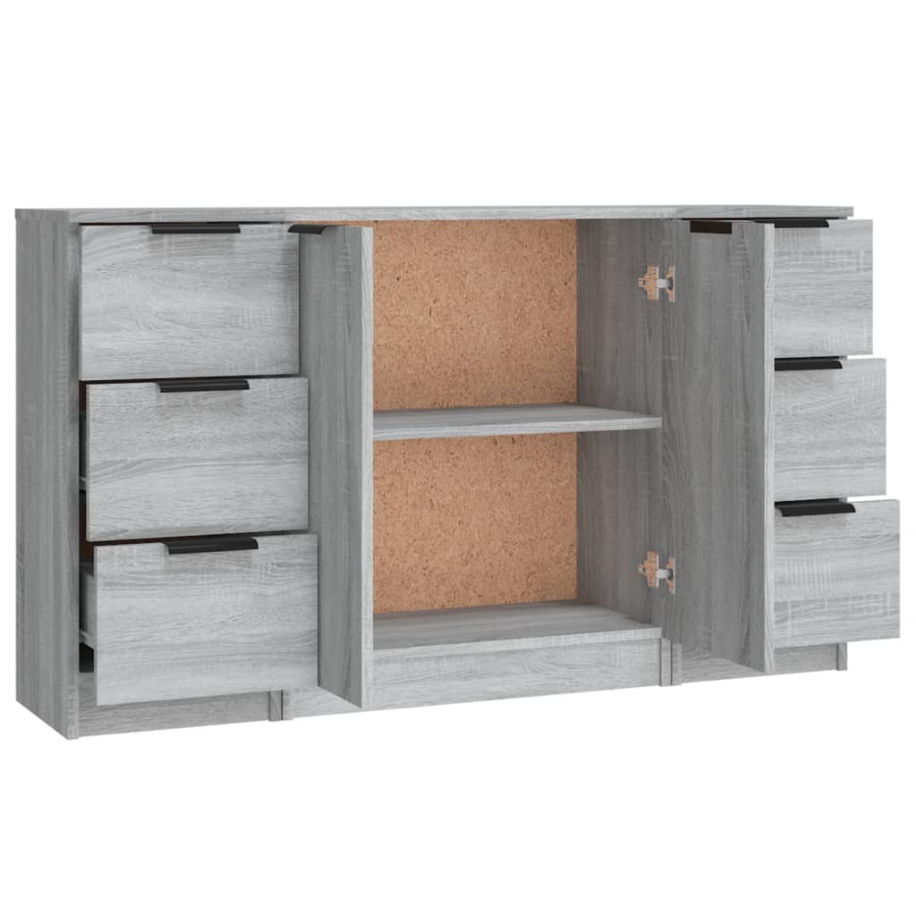 Buffets 3 pcs Sonoma gris Bois d'ingénierie