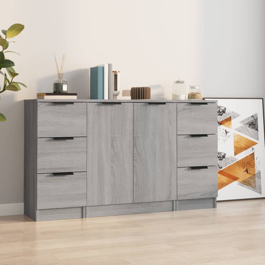 Buffets 3 pcs Sonoma gris Bois d'ingénierie - XIOS