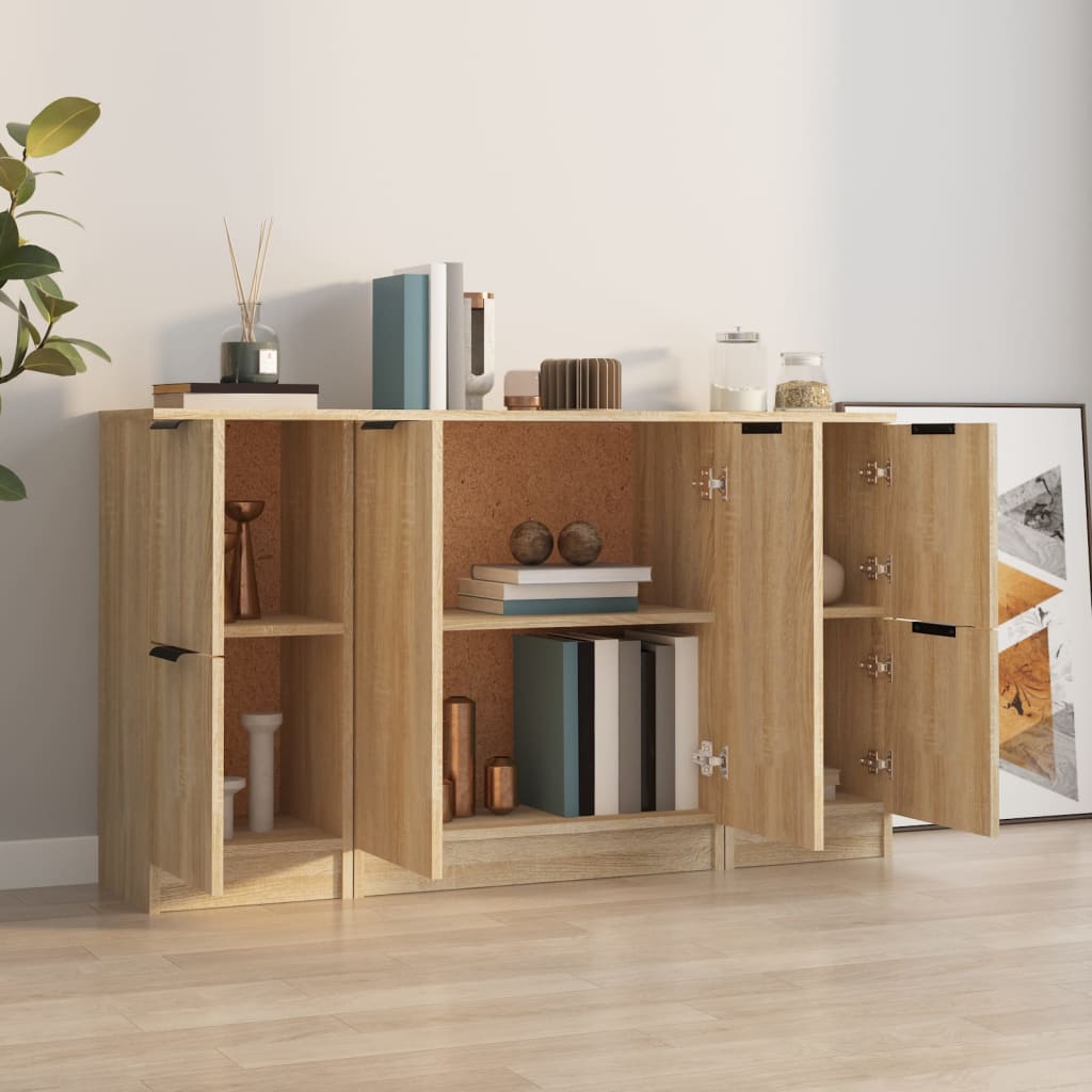 Buffets 3 pcs Chêne sonoma Bois d'ingénierie - XIOS