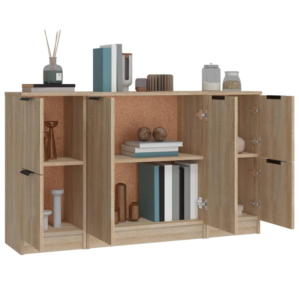 Buffets 3 pcs Chêne sonoma Bois d'ingénierie - XIOS
