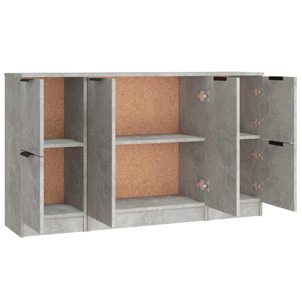 Buffets 3 pcs gris béton bois d'ingénierie - XIOS