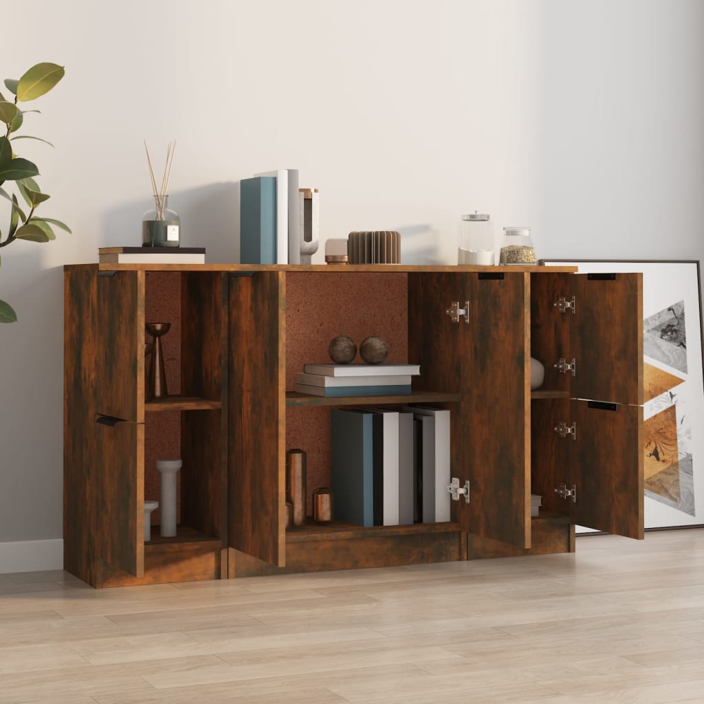 Buffets 3 pcs Chêne fumé Bois d'ingénierie - XIOS