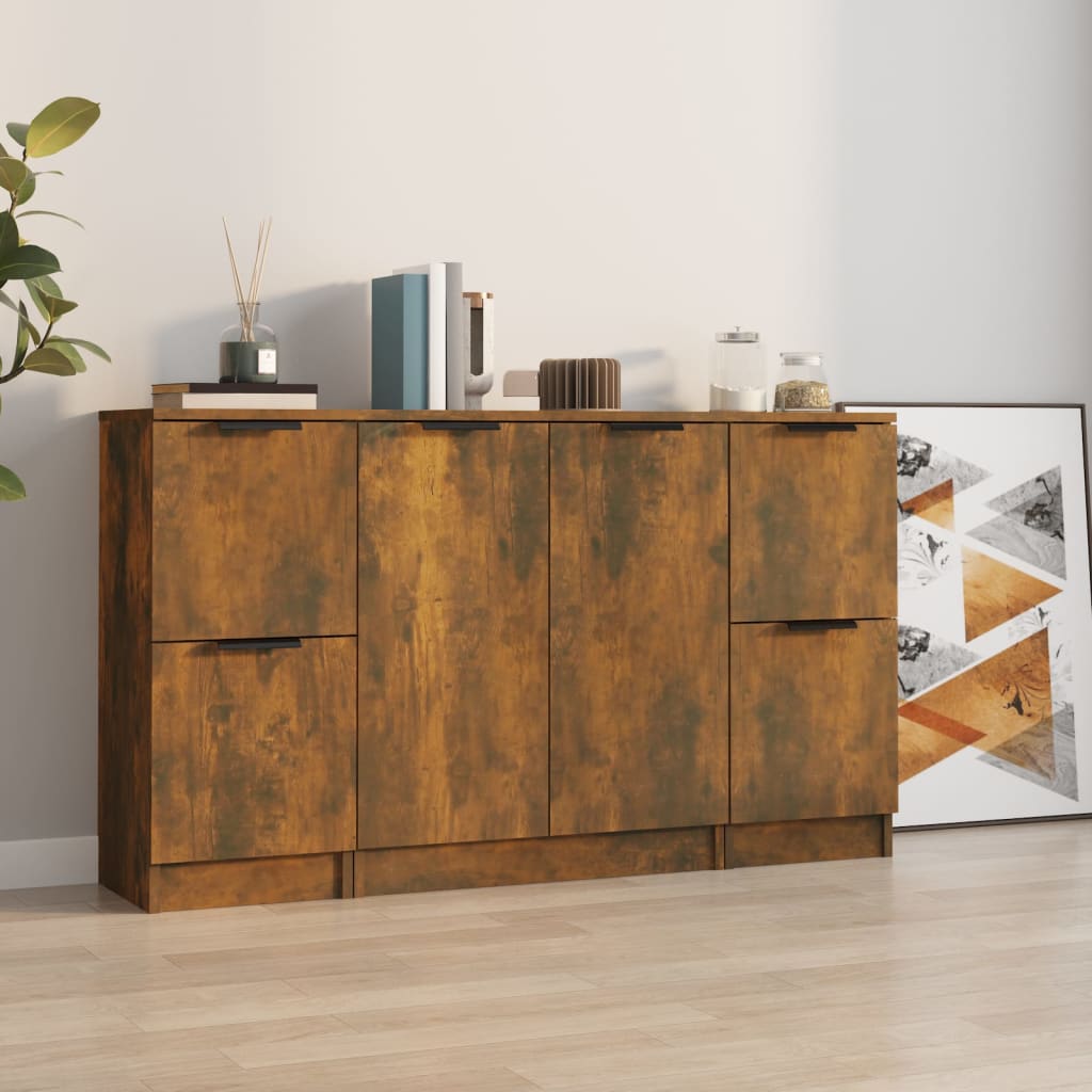 Buffets 3 pcs Chêne fumé Bois d'ingénierie - XIOS