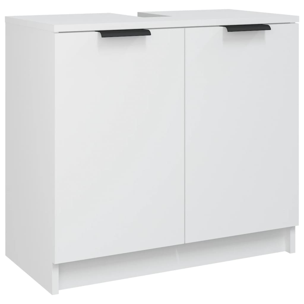 Meubles de salle de bain 5 pcs Blanc Bois d'ingénierie