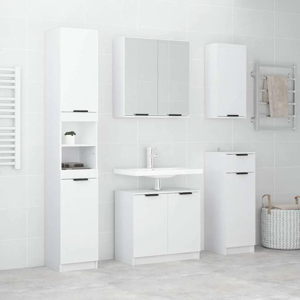 Meubles de salle de bain 5 pcs Blanc Bois d’ingénierie - XIOS