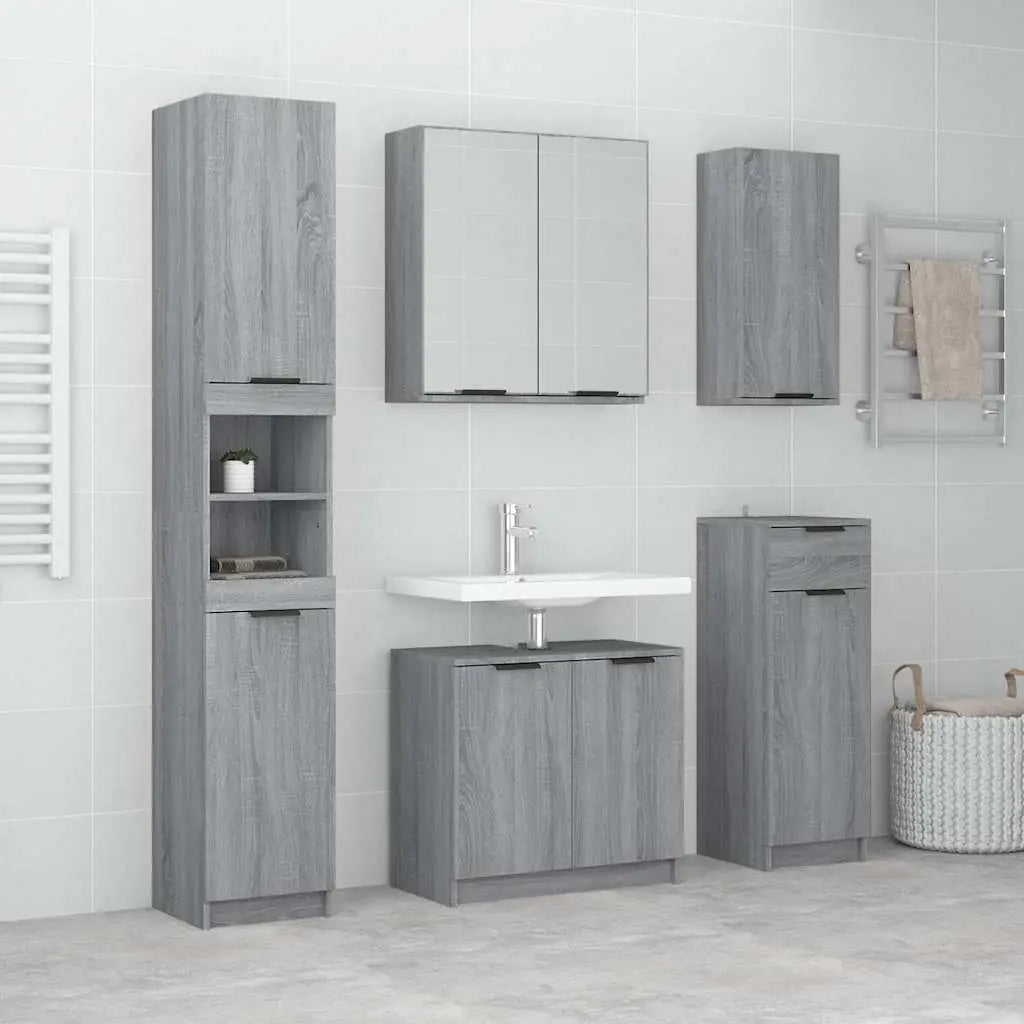 Meubles de salle de bain 5 pcs Sonoma gris Bois d’ingénierie - XIOS