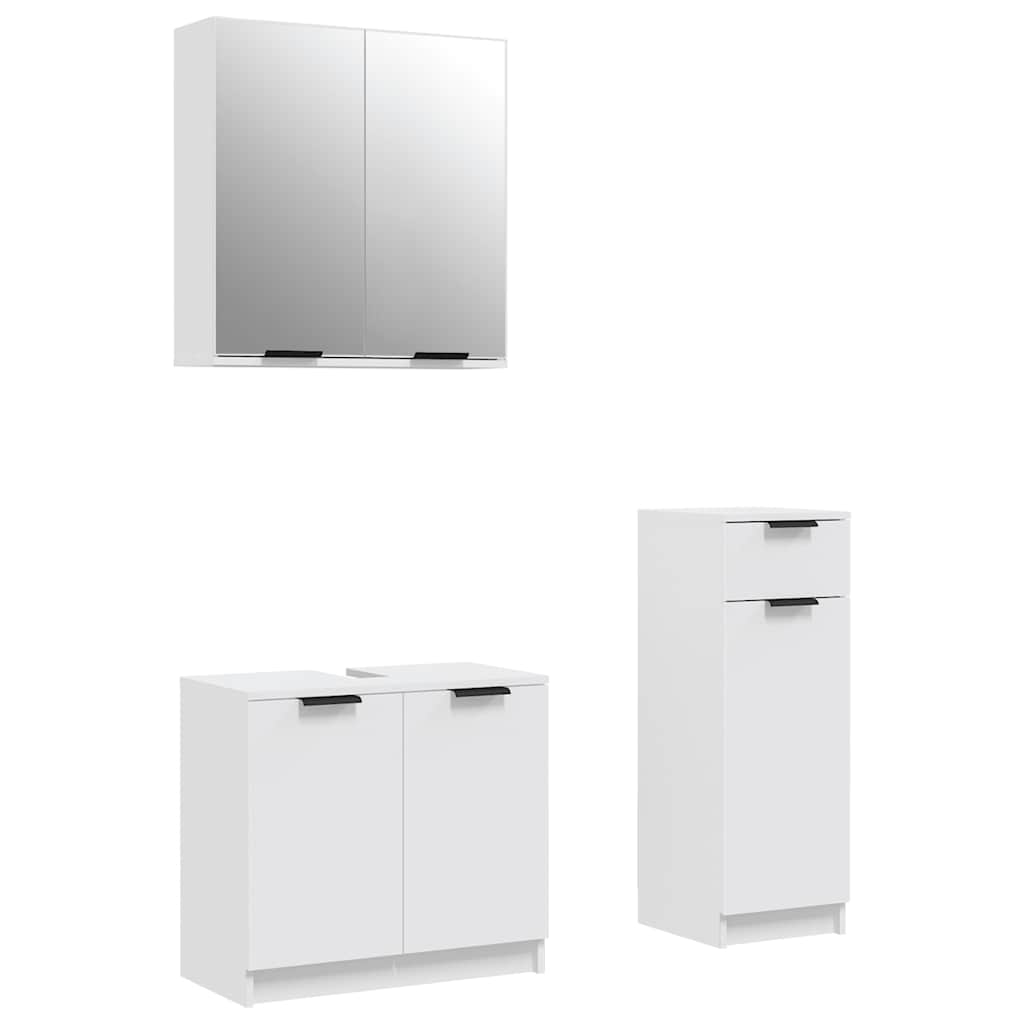 Ensemble d'armoires salle de bain 3 pcs blanc bois d'ingénierie