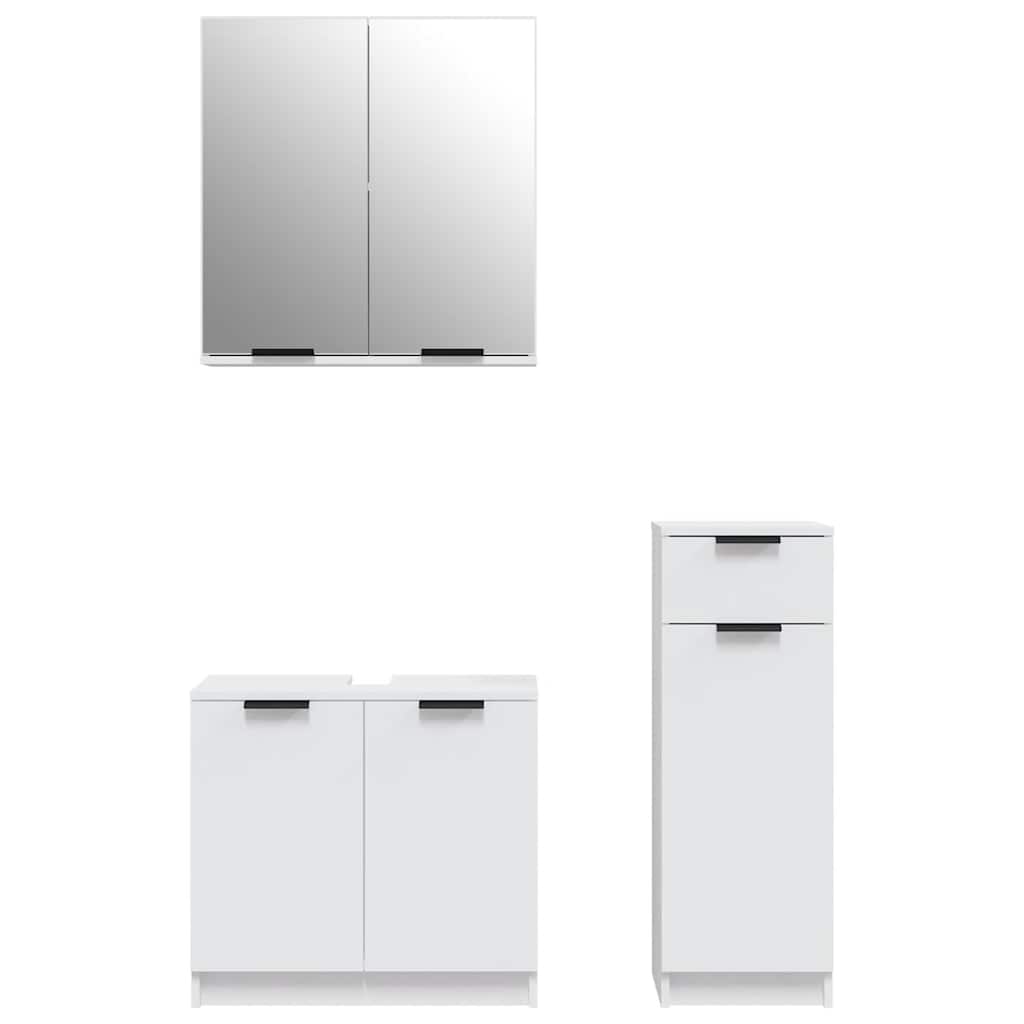 Ensemble d'armoires salle de bain 3 pcs blanc bois d'ingénierie