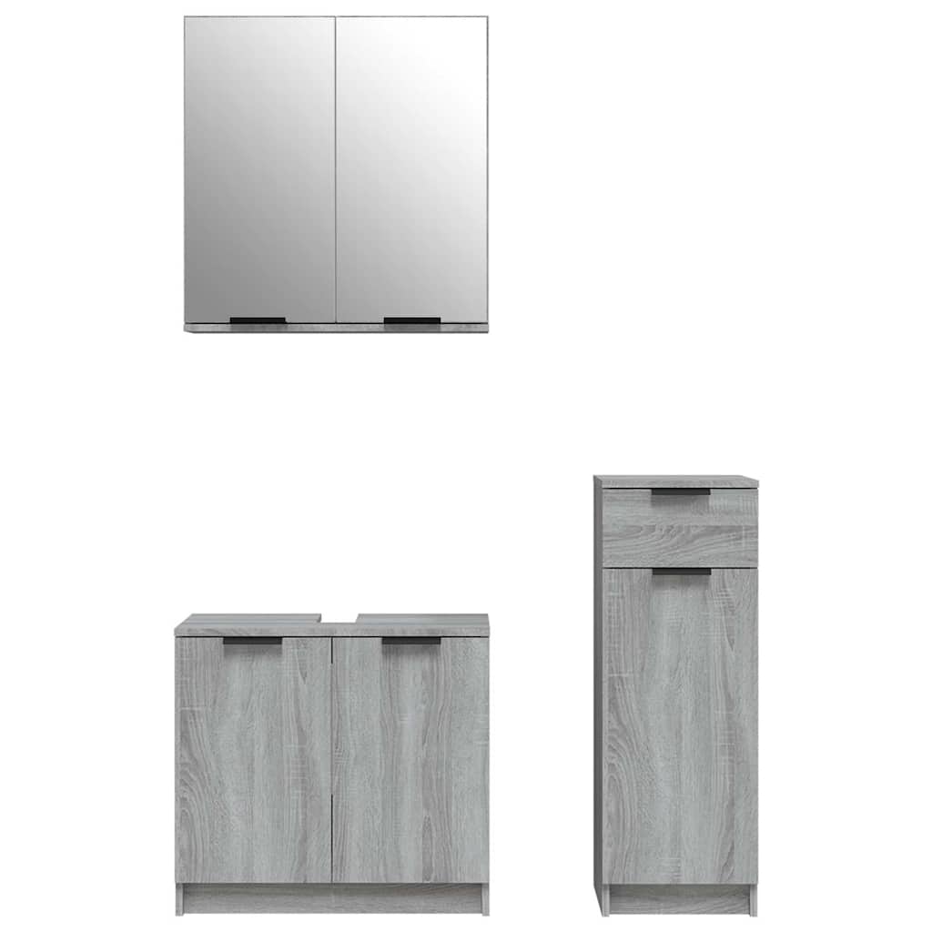 Ensemble d'armoires de salle de bain 3 pcs sonoma gris