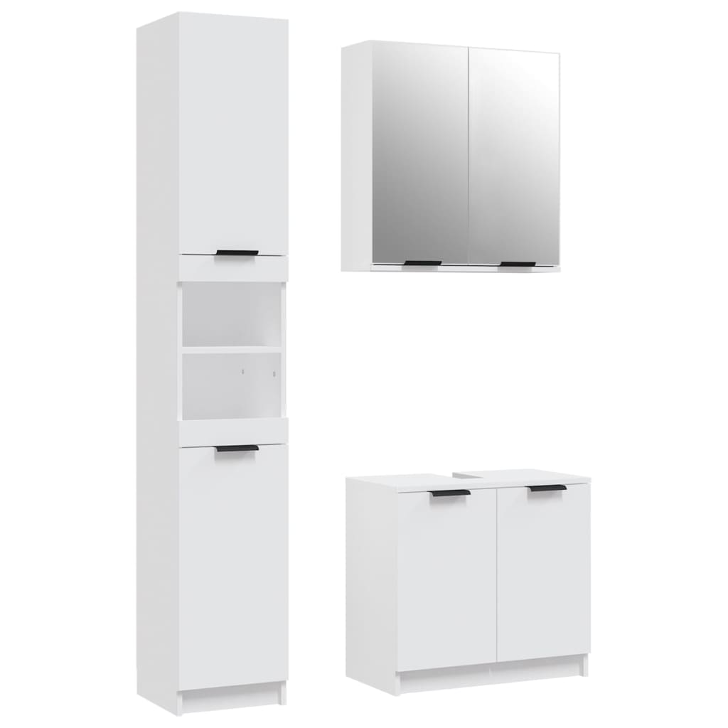 Ensemble d'armoires salle de bain 3 pcs blanc bois d'ingénierie