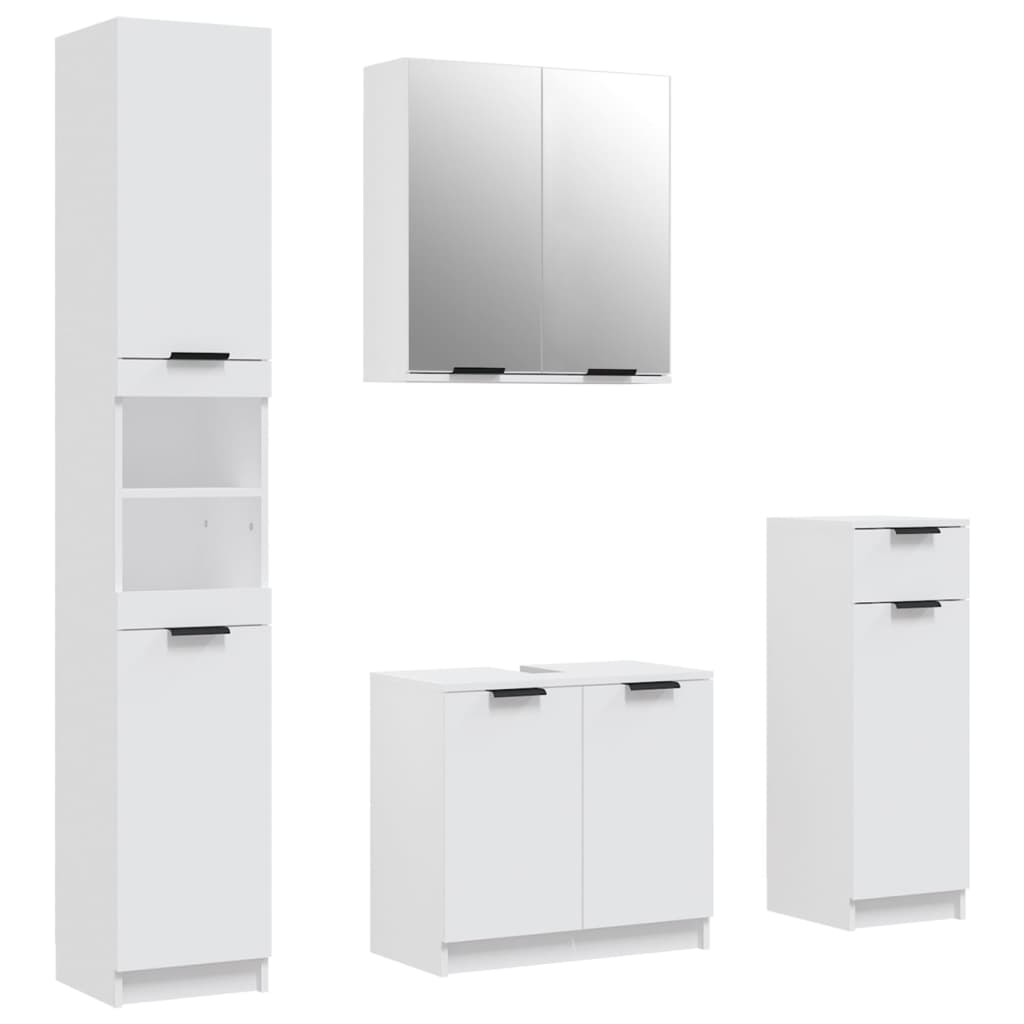 Meubles de salle de bain 4 pcs Blanc Bois d'ingénierie