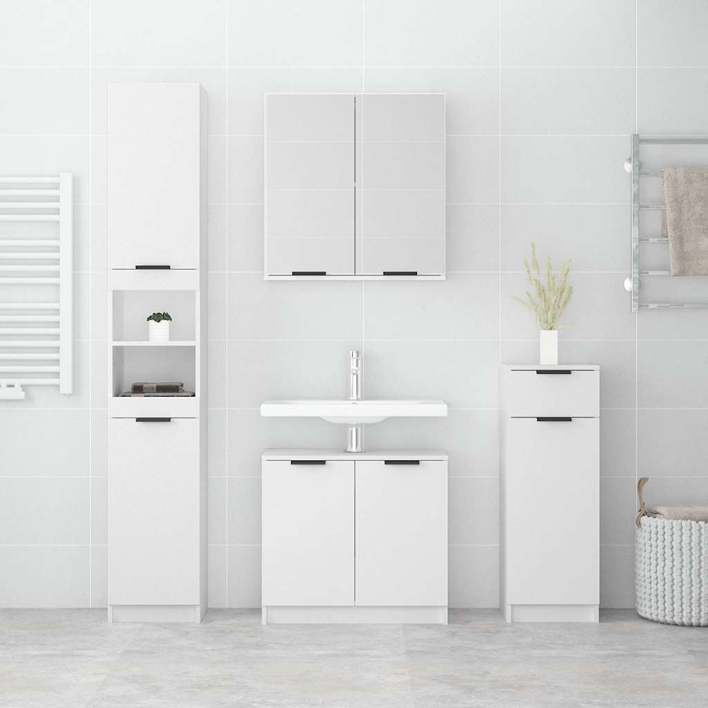 Meubles de salle de bain 4 pcs Blanc Bois d'ingénierie