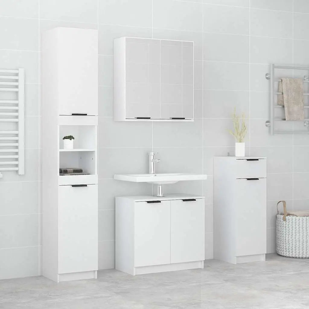 Meubles de salle de bain 4 pcs Blanc Bois d’ingénierie - XIOS