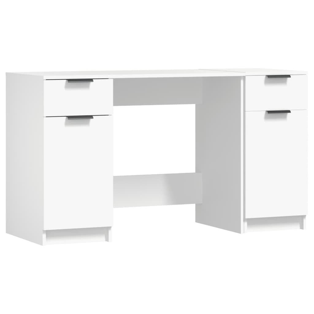 Bureau avec armoire latérale Blanc Bois d'ingénierie